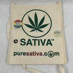 Pure Sativa 420 Leaf Ganja Rasta Shoulder Tote Carry Grocery Bag & Pins 13”x 15” Tan Photo 0