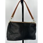 Valentina Pebbled Leather Shoulder Bag Black Gold Hardware Zip Top Italy Photo 1