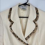 Carlisle  NY Wool Bamboo Combo 100% Silk  Jacket Blazer Cream Leopard size 8 Photo 3