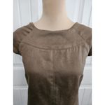 ZARA Basic Faux Suede Brown Shift Dress Size M Lined Cap Sleeve Babydoll Photo 3