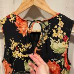 Cute tropical silk sleeveless midi dress Talbots flowy lined vacation breeze Black Size 4P Photo 6