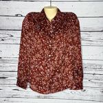 Ann Taylor  NWT Size XS Elegant Rust Floral Print Shirred Button Up Blouse Photo 0