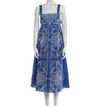 Sézane Sezane NWT Women’s Size 6 Blue Ecru Embroidered Sylvette Tie Back Midi Dress Photo 2