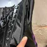 Vintage Y2K Purple Black Silky Strapless Corset Top Whimsigoth Goth Halloween XL Photo 4