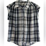 Lucky Brand Navy Plaid Button-Up Sleeveless Shirt Photo 0