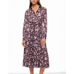Derek Lam Collective Floral Shirt Dress Midi Burgundy Purple XS / 2 Retail $430 Photo 1