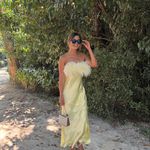 ZARA  Elegant Yellow Feathered sleeveless Satin Gown Dress evening party Photo 9