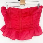 Free People Womens Fun In The Sun Cotton Smocked Tube Top Ruffle Peplum Size L Photo 0