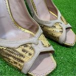 Prada  Multicolor Lizard Alligator Suede Open Peep Toe‎ Pumps 39 - Women’s US 8.5 Photo 3