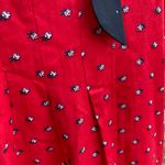 Vintage 70s Chablis Red Maternity Dress Peter Pan Collar Tie Dainty Floral 7/8 Photo 3