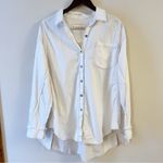 Free People Oxford Dreams Shirt Brown Stitch White Combo Fringe Size Small Photo 3