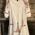 Free People ‎ Emroidered White Ruffled Midi Boho Dress Photo 0