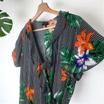 Who What Wear Paradise Stripe Tropical Floral Wrap Dress Photo 8