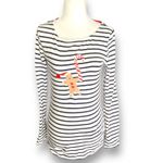 Boden Gingerbread Candy Cane Holiday Stripe Long Sleeve Top Size 4 Festive White Photo 2