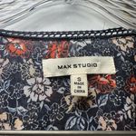 Max Studio Navy Floral Print V Neck Short Sleeve Maxi Dress S Photo 1