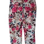 st. john's bay  Womens High Waist Stretch Flat Front Capri Pants‎ White Floral Photo 1
