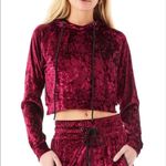 Emma & Sam  Hoodie Womens‎ Medium Pink Red Crushed Velvet Cropped Sweater Photo 2