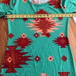 LuLaRoe Midi Dress Pullover Short Sleeve Sz Small Green Orange Polyester Spandex Photo 7