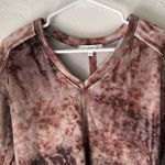 Red Haute Red‎ Haute XS Tie Dye V-Neck Long Sleeve Velour Pullover Top Casual Boho Soft Photo 0