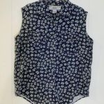 Vintage Sleeveless Blue & Daisy Print Denim Button Down Shirt L Size L Photo 0