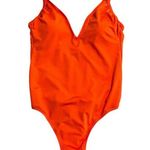Kona Sol  One Piece Swim Suit Large Orange Padded V Breast Full Coverage NWT Photo 0