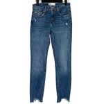 ZARA The Skinny Leg Low Rise Distressed Ankle Jean Frayed Hem 4 Dark Blue Wash Photo 11