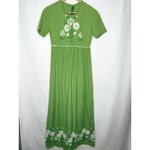 VTG 60s/70s Embroidered Maxi Dress Green Floral Hippie Festival Boho Fairy SMALL Photo 1