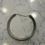 Silver Toned Rhinestone Embellished Choker Collar Necklace Photo 1