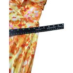 Sunny Leigh  Floral Print Dress Smocked Waist Tie Neck Yellow‎ Pink M Photo 7