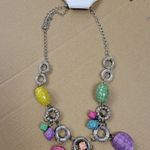 1980s 1990s Chunky Charm Purple Pink Yellow Green Blue Necklace Vintage Silver Photo 0