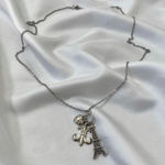 Early 2000's Eiffel Tower Heart Silver Long Charm Pendant Necklace Photo 0