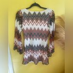 Chevron Patterned Top with 3/4 Sleeves White Photo 3
