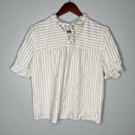 Madewell Ruffle Neck Keyhole Top blouse in Stripe ribbon tie AK053 size small Photo 3