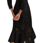 Marchesa Rosa Black Linen Lace Maxi Dress Handkerchief Hem Size 2 Photo 1