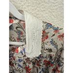 ZARA  White‎ Sheer Long Sleeve Floral Peter Pan Collar Button Down Shirt Womens L Photo 5