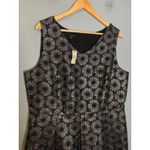 Talbots NWT  Black Metallic Silver Daisy A Line Pleated Tank Dress Party Size 18 Photo 2