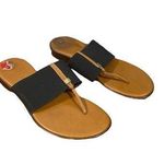 Italian Shoemakers  Flat Dressy Thick Band Sandals Summer Black & Tan Women 6 Photo 0