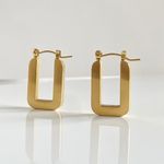 Chunky Hoop Earrings Rectangle Hoop Earring Gold Hoop Earrings Photo 2