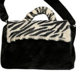 Adrienne Landau  Zebra Print Faux Fur Crossbody Bag with removable strap Photo 0