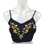 Miss Selfridge Black Floral Embroidered Sleeveless Cami Camisole Crop Tank Top 4 Photo 0