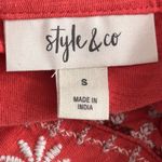 Style & Co Peasant Blouse Small Bohemian Daisy Floral Coral Embroidered‎ Hippie Summer Boho Photo 5