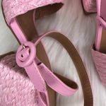 Bamboo New  Maddy Braided Raffia Open Toe Buckle Strap Block Heel Sandals Shoes Pink Photo 7
