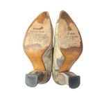 John Fluevog  Kendra Gray Beige Floral Leather Pointed Toe Slip On Pump Heels 8.5 Photo 3