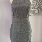 EXPRESS Silver Sparkle High Neck Sleeveless Dress Photo 0