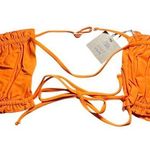 Free People NWT  X Toast Swim Women's XL Ruffle Bandeau Bikini Top Tiger Orange Photo 0