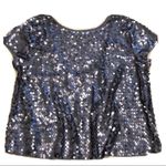 EXPRESS 🆕 silver sequin cropped cap sleeve… Photo 1