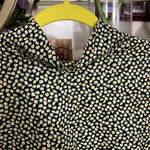 Buru Mod Top Yellow Roses Floral Sleeveless Gold Buttons Mock Neck Photo 2
