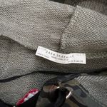 ZARA Army Print w/ Embroidered Rose Sweater Photo 6