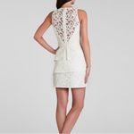 BCBGMAXAZRIA Hanah Off White Lace Dress Asymmetrical Tiered Skirt Bridal Size 4 Photo 11