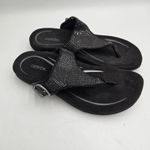 Aetrex ® Rae Orthotic Sparkle Thong Sandal Black Women Size 7 Flip Flop Glamcore Photo 1